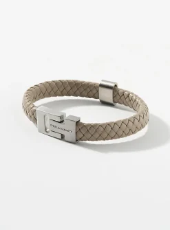 Monochrome braided leather bracelet