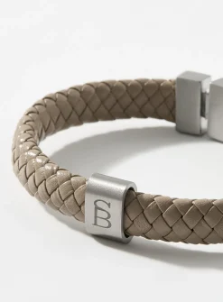 Monochrome braided leather bracelet