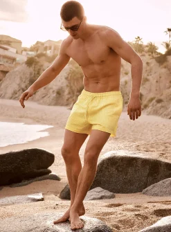 Monochrome stripe seersucker swim short