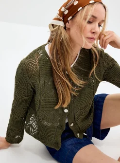 Mosaic crochet-effect cardigan