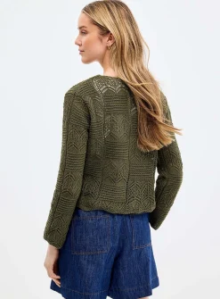 Mosaic crochet-effect cardigan