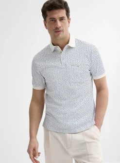 Mosaic pattern liquid cotton polo