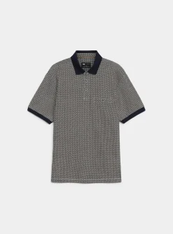 Mosaic pattern liquid cotton polo