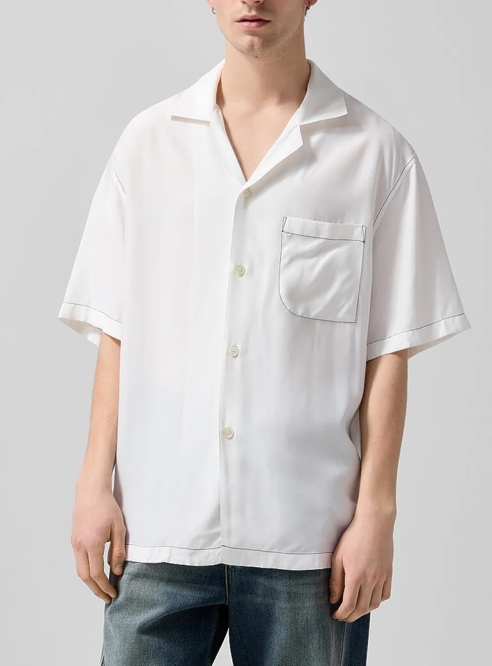 Mother and Child printed back cabana shirt