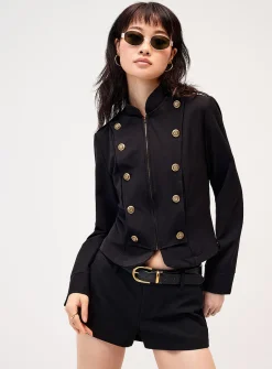 Multiple golden buttons fitted jacket