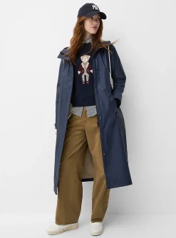 Natural hue maxi raincoat