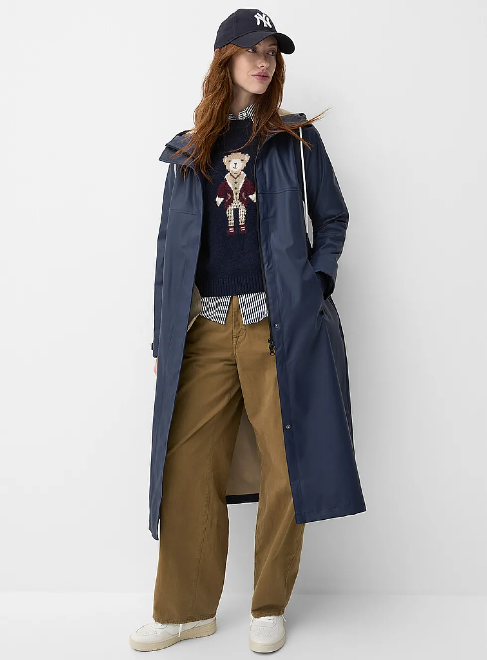 Natural hue maxi raincoat