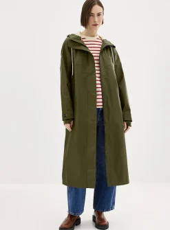 Natural hue maxi raincoat