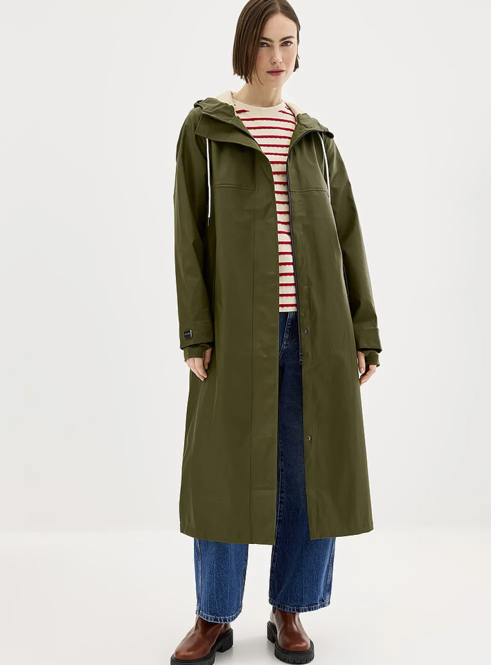 Natural hue maxi raincoat