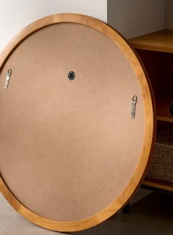 Natural pine round mirror
