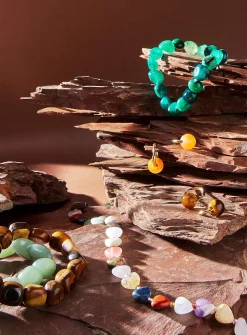 Natural stone heart necklace