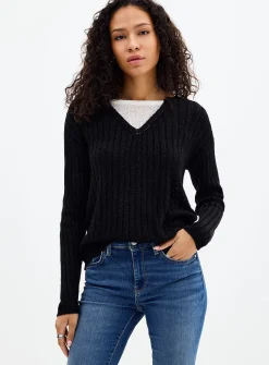 Natural texture overlaid effect sweater
