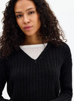 Natural texture overlaid effect sweater