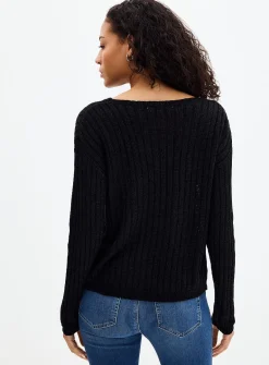 Natural texture overlaid effect sweater