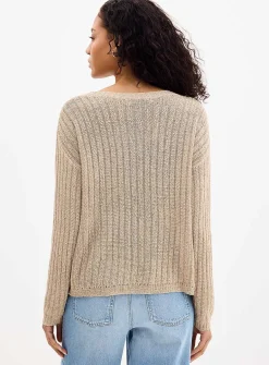 Natural texture overlaid effect sweater