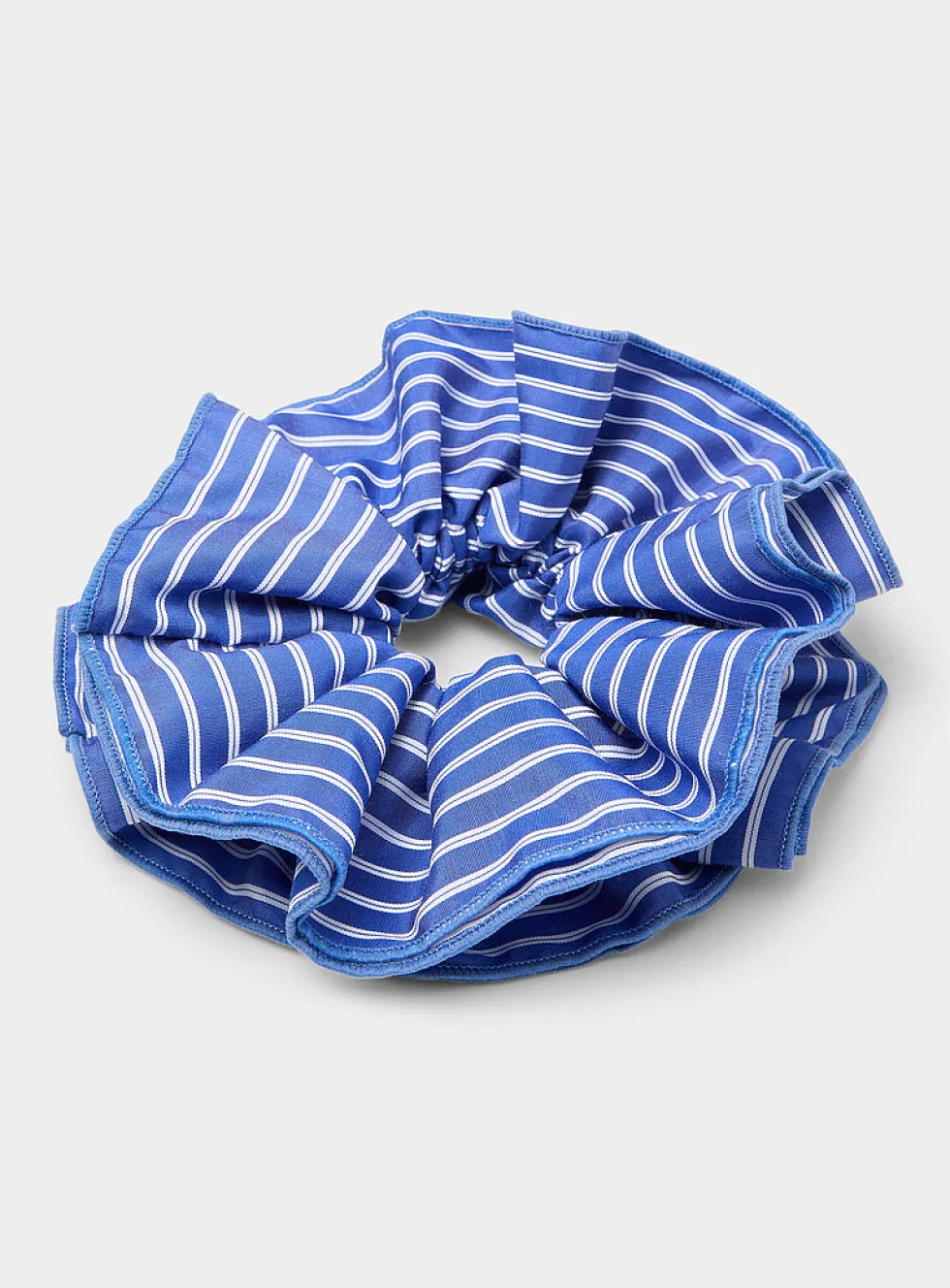 Nautical stripe large ruffled scrunchie