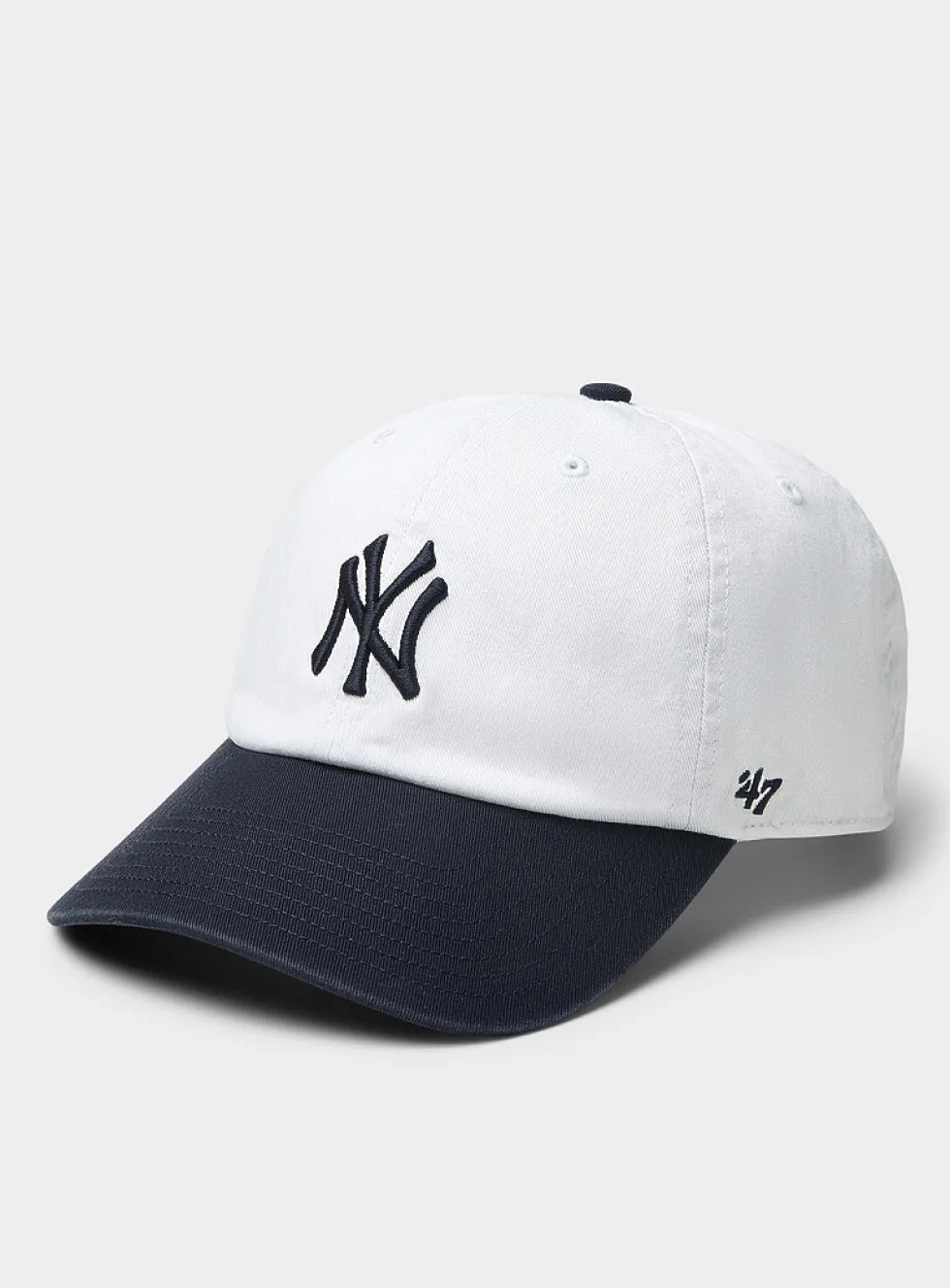 Navy and white embroidered Yankees baseball cap