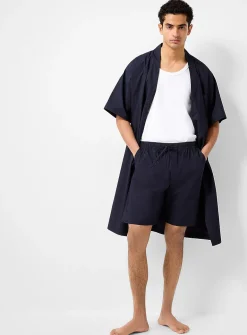 Navy crisp poplin pyjama short