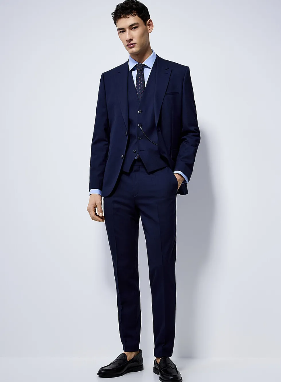Navy 3-piece piqué suit