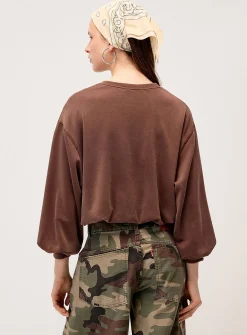 Neoprene effect puff sweatshirt