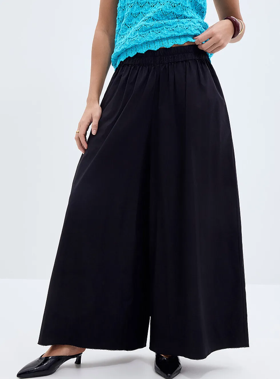 Noelle black poplin culotte