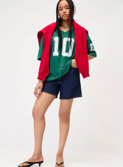 Number loose-fit jersey T-shirt