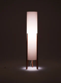 Oak base tubular lamp