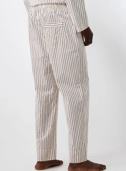 Oatmeal and chocolate striped poplin pyjama pant