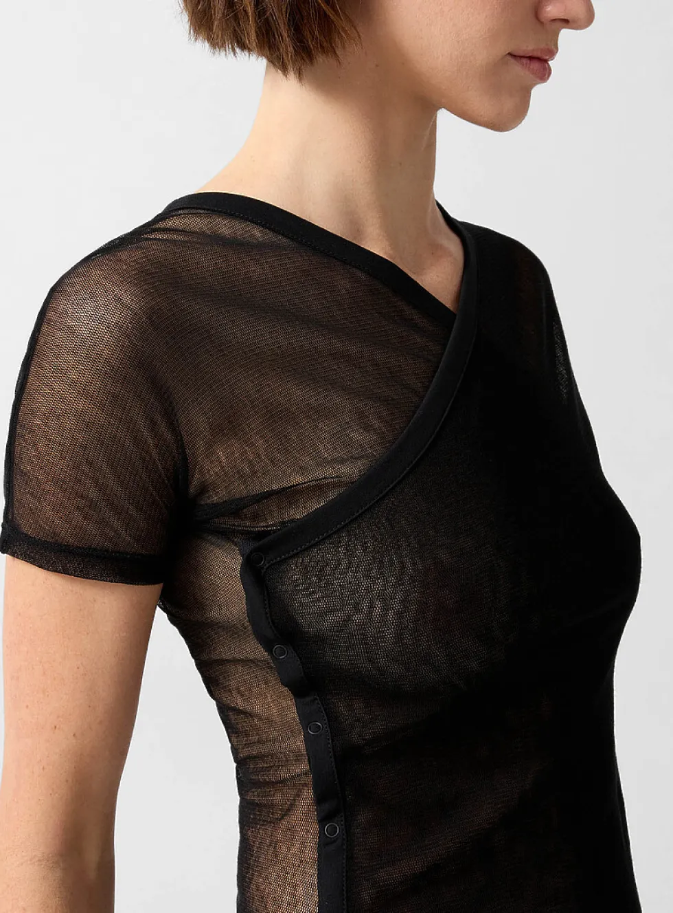 Olimpia crossover batwing-sleeve tulle T-shirt