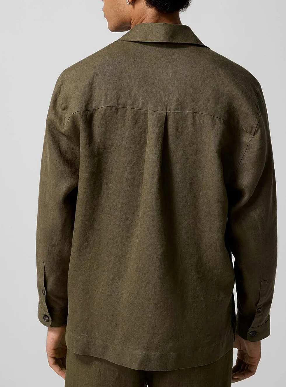 Olive pure linen cabana shirt