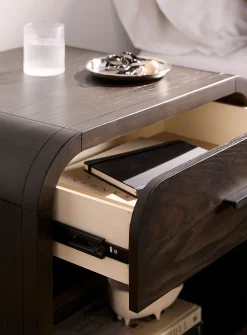 One-drawer curved side table