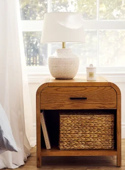 One-drawer curved side table