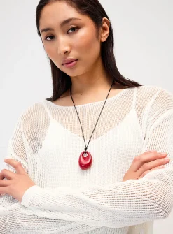 Open knit layered-effect sweater