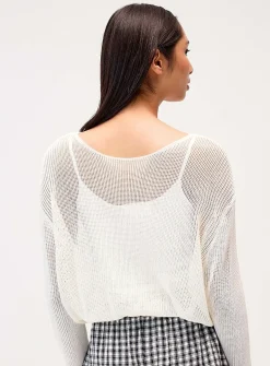 Open knit layered-effect sweater