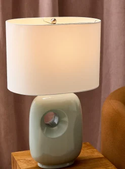 Openwork ceramic base table lamp