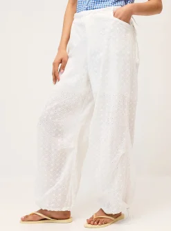 Openwork embroidery parachute pant