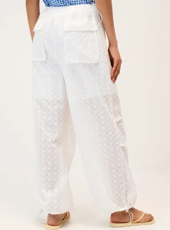 Openwork embroidery parachute pant