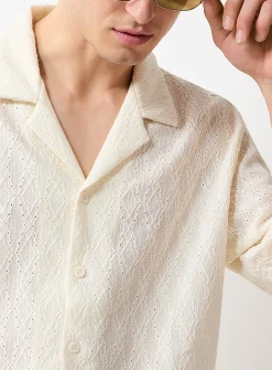 Openwork jacquard diamond shirt