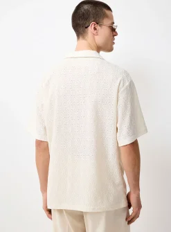 Openwork jacquard diamond shirt