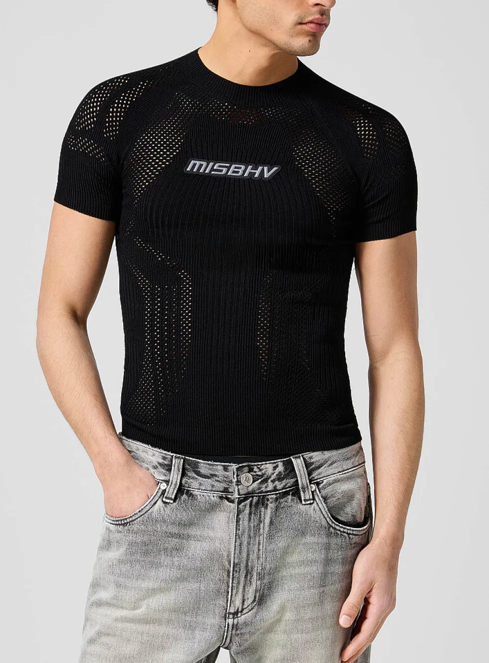 Openwork knit signature fitted T-shirt
