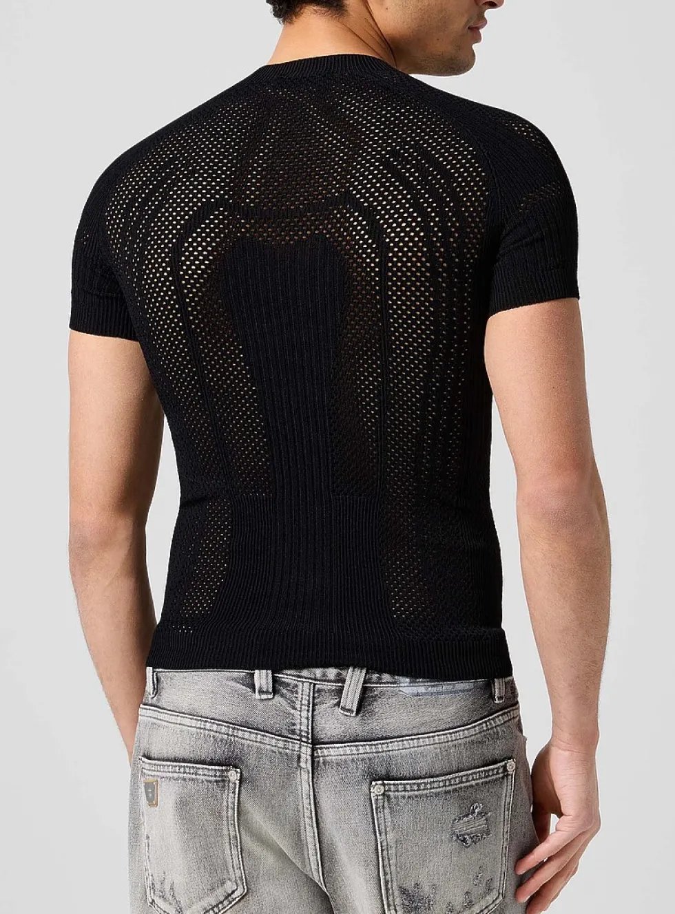Openwork knit signature fitted T-shirt
