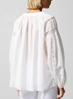 Openwork lace black blouse