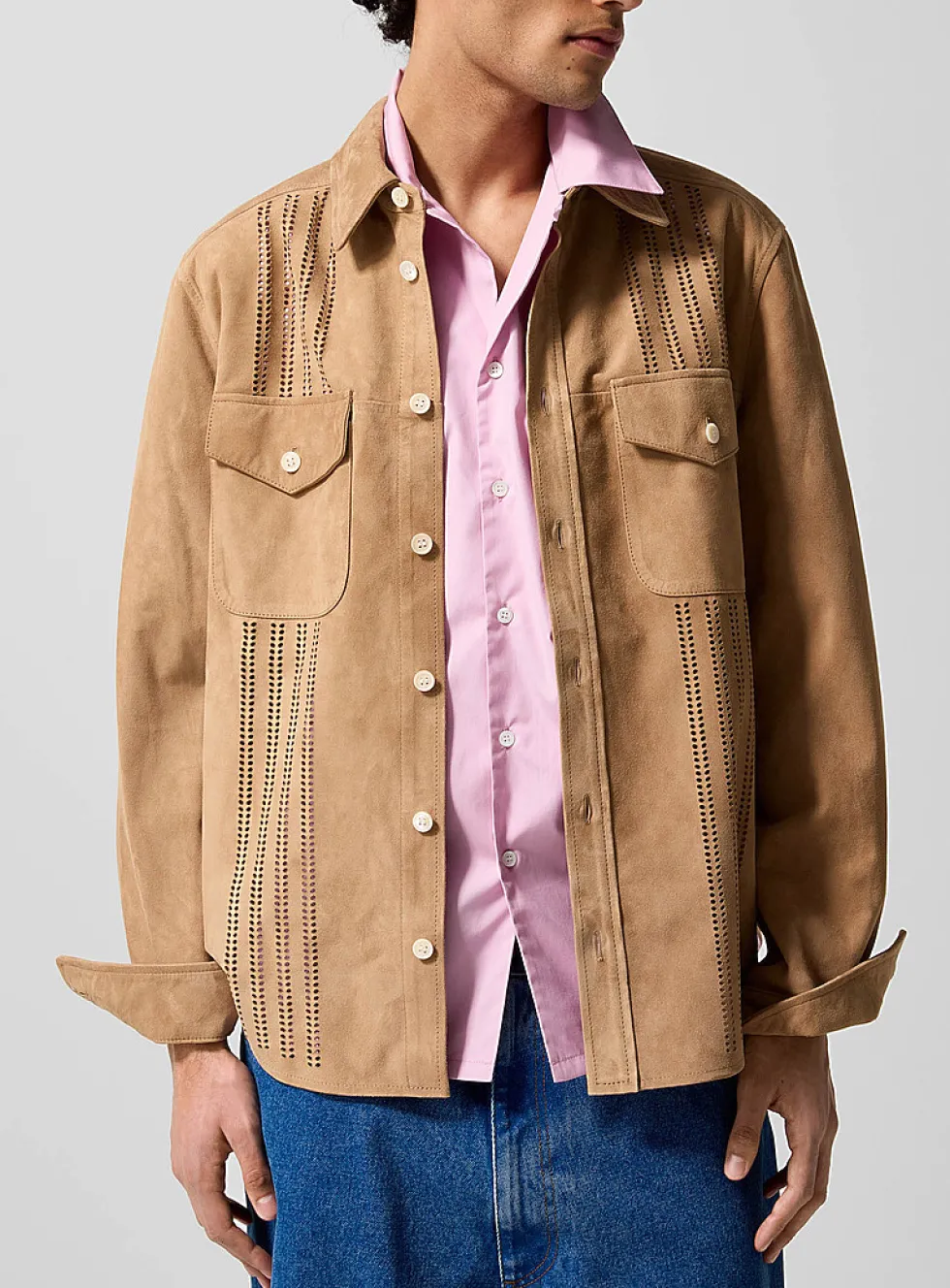 Openwork suede shirt
