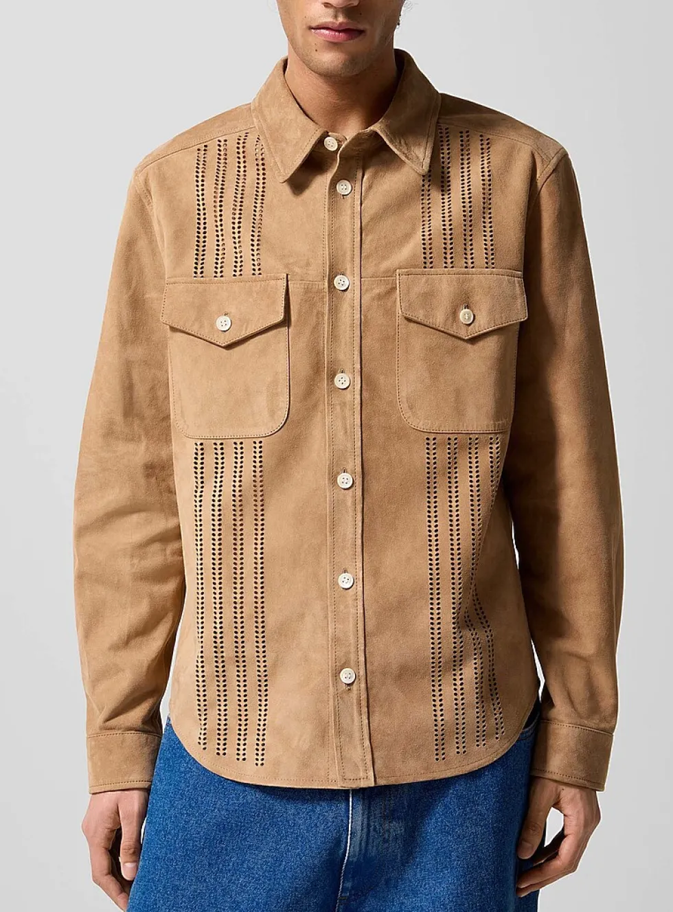 Openwork suede shirt