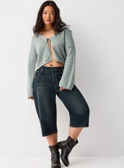 Openwork tie-up cardigan