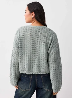 Openwork tie-up cardigan