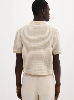 Openwork two-tone stripe polo
