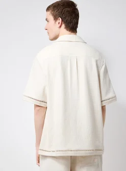 Openwork-detail textured shirt