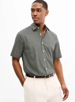 Optical geo stretch shirt