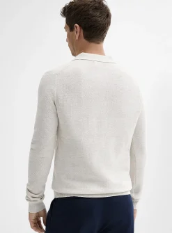 Optical honeycomb knit polo